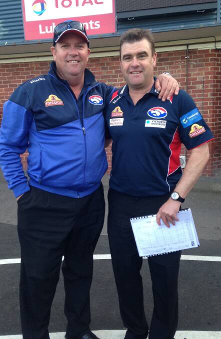 Steven Idnurm manages the Footscray bench for coach Chris Maple - just like he did in their time with North Ballarat Rebels. 