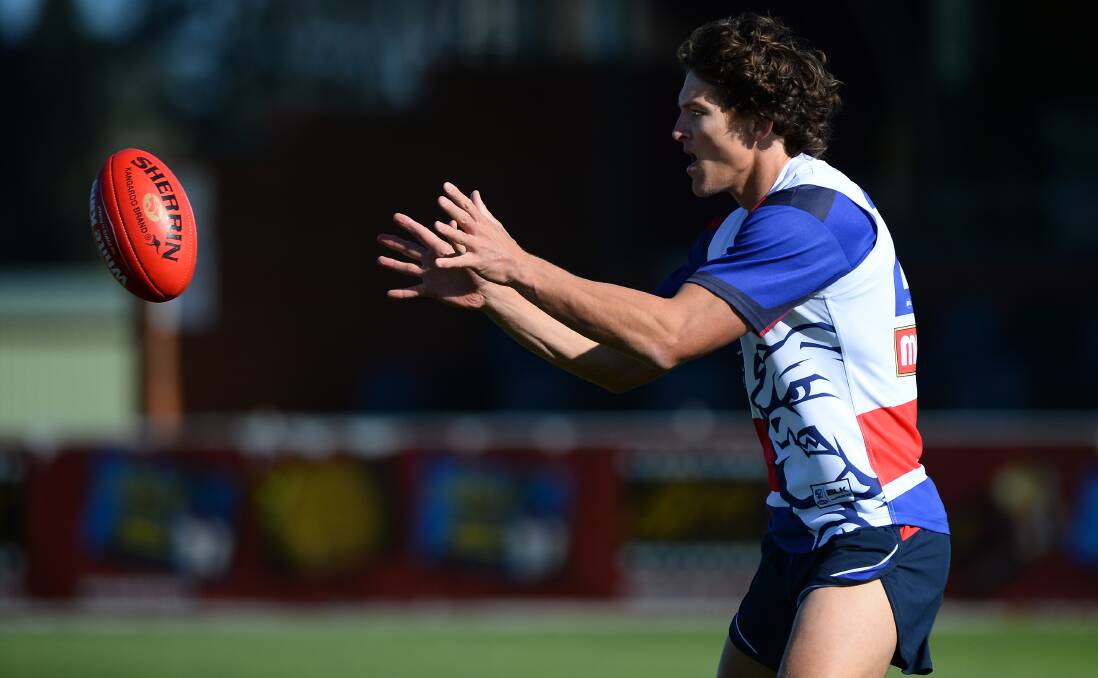 Will Minson, pictured during Western Bulldogs training in Ballarat earlier this year, has been reported for touching an umpire. Picture - Adam Trafford.