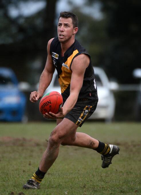 Springbank star Bill Driscoll kicked two goals in the Tigers' win over Daylesford. Picture - Adam Trafford.