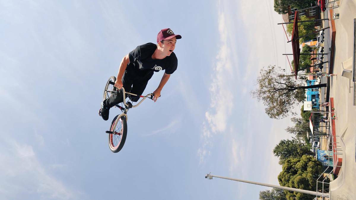 Nicholas Murray gets some air at the Bolton Parkskate park on Wednesday. Picture: Alastair Brook 