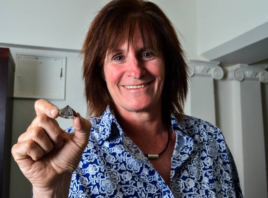 Carolyn McMickan with the ring she created for last year’s Head of The Lake first crew winners. PICTURE: DYLAN BURNS