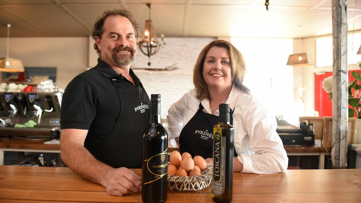 Three Troupers Pantry in Beaufort will reopen as the Pyrenees Pantry on Thursday. Chef Mark Shalless and Marianne Troup. PICTURE: LACHLAN BENCE