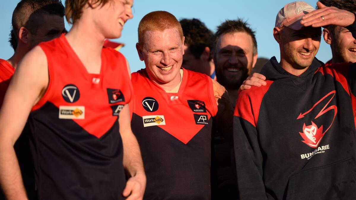 Heath Pyke, pictured after last year's grand final, is ready to lead Bungaree in its bid for back-to-back flags.