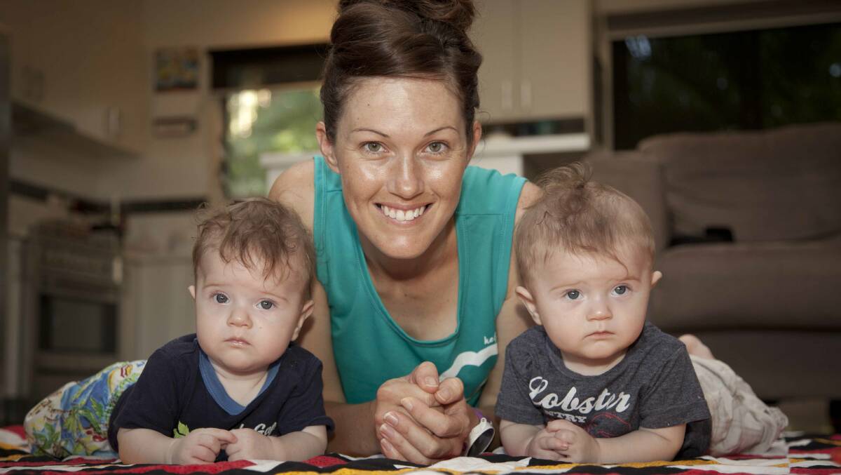 Allison Harvey with sons William and Tom. Ms Harvey will run a half-marathon to raise money for premature babies.