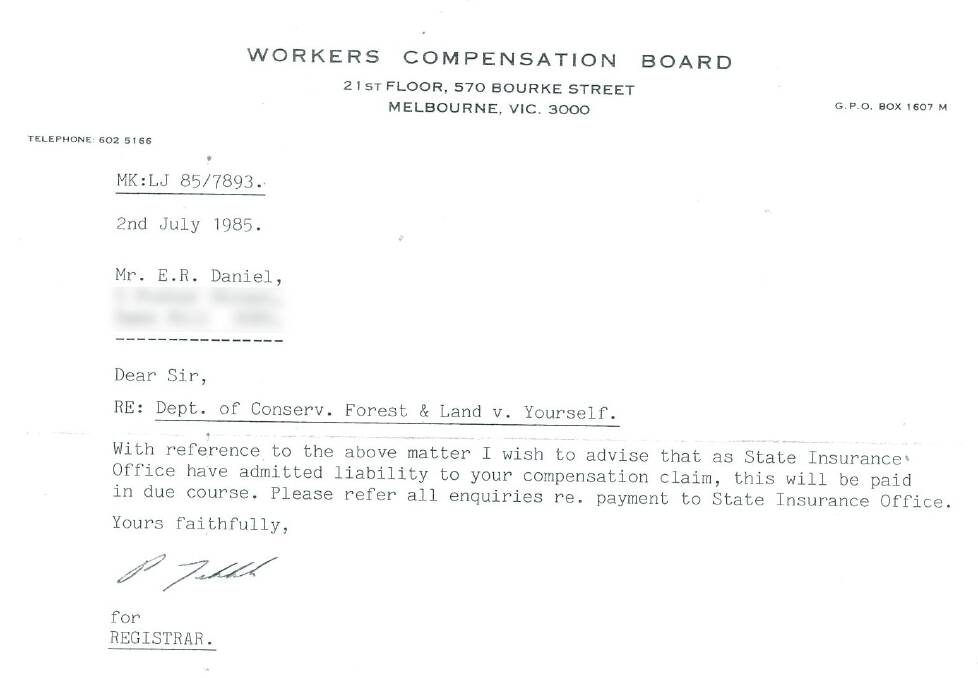 The letter sent to Eric Daniel in 1985.