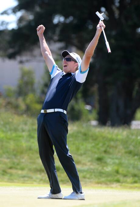 Taylor Cooper celebrates an emphatic win at the Ballarat Golf Club-hosted PGA National Futures Championship.