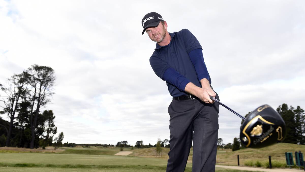 Geelong's Brad Lamb is all smiles after shooting a round of six-under-par in the Ballarat Golf Club Pro-Am.