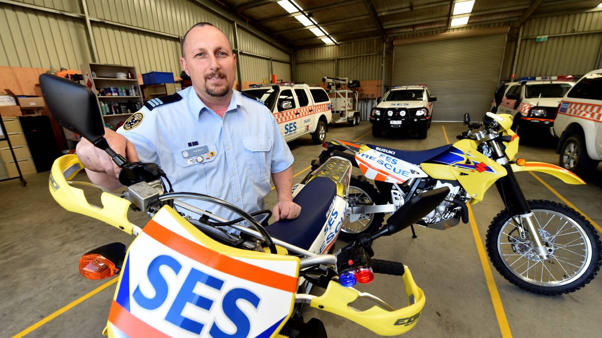 SES unit controller John Maggi with the two new trail bikes, bought through community fundraising. PICTURE: JEREMY BANNISTER