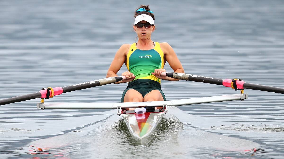 Sarah Pound of Australia competes in the Lightweight Womens Single Sculls. Photo: Getty