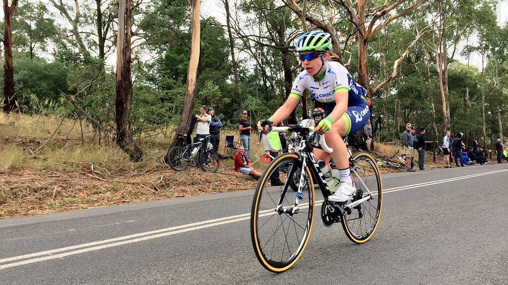 Amanda Spratt charges up the hill at Buninyong. Picture Cycling Australia