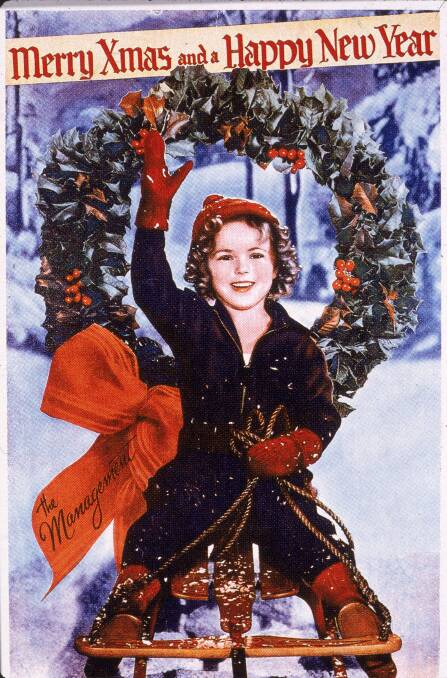 A Christmas card or promotional portrait of child actress Shirley Temple in the 1930s. Picture: Getty Images