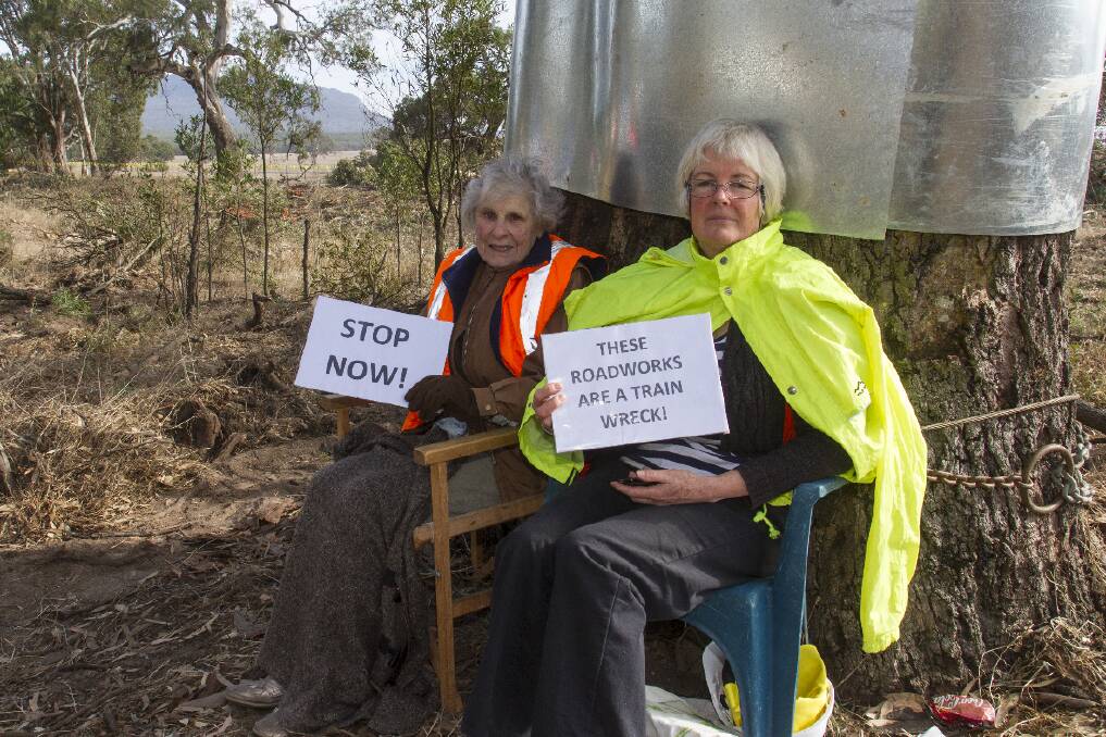 Isabel Mackenzie, left, with a fellow protester Helen Lewers. Picture: PETER PICKERING