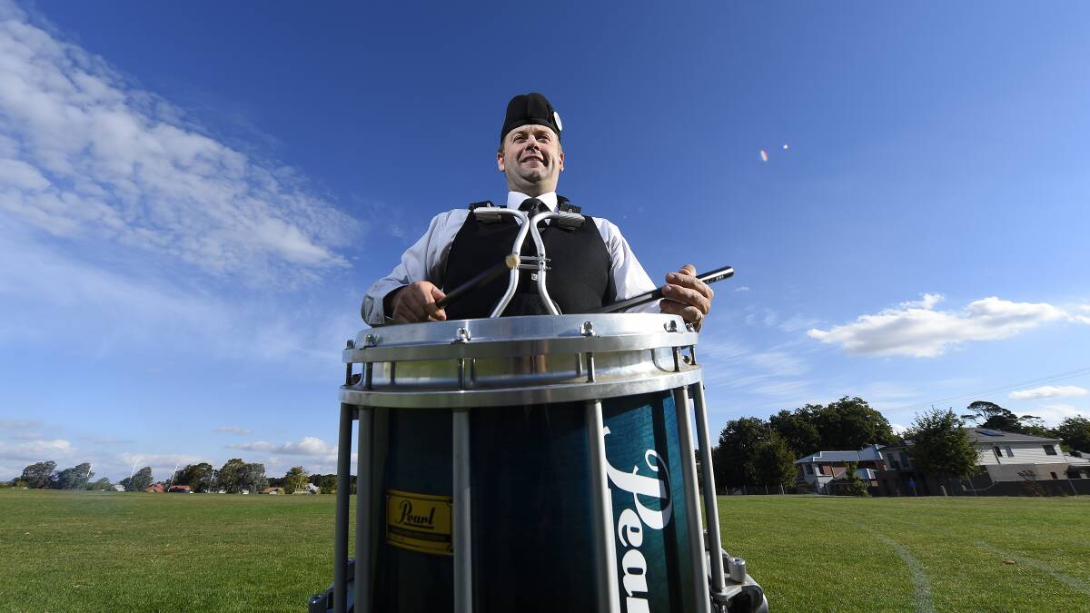 Federation University Australia Pipe Band president Tim Bodey is proud of the group’s win. PICTURE: JUSTIN WHITELOCK