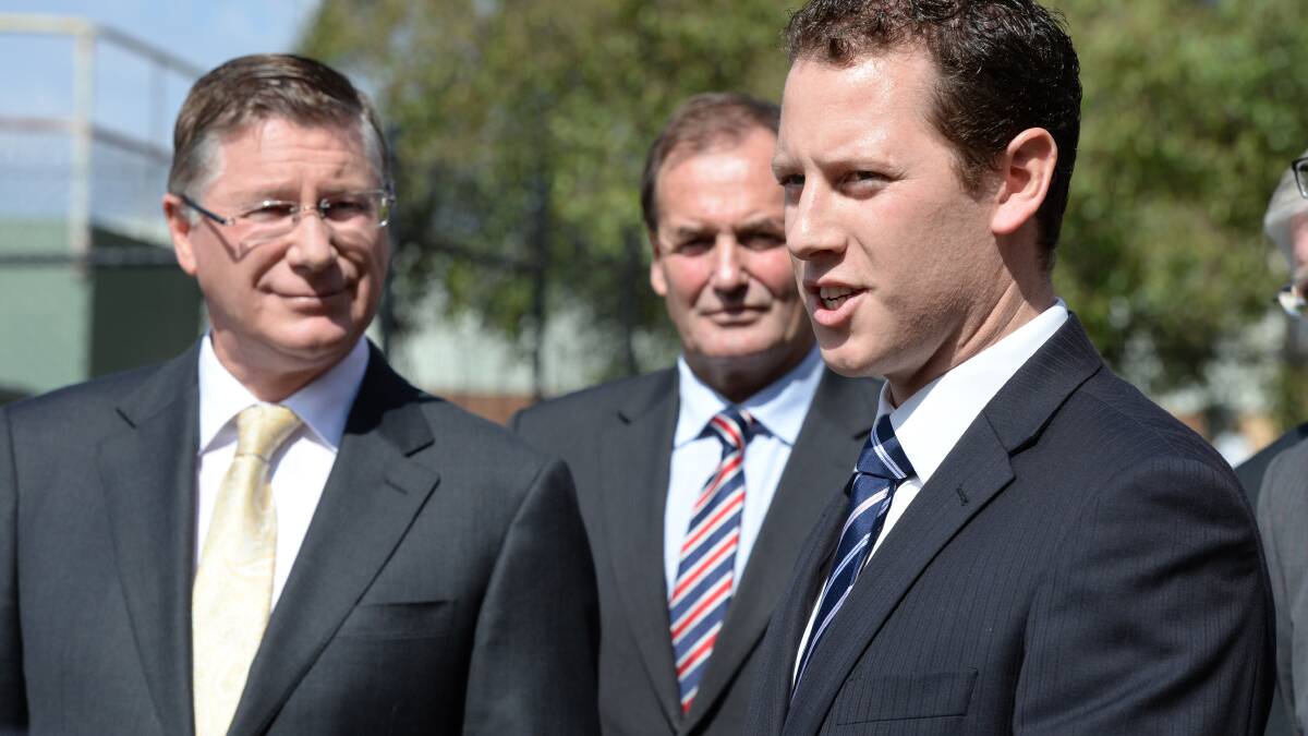  Premier Denis Napthine, Western Victoria MP Simon Ramsay and Ballarat mayor Joshua Morris yesterday.