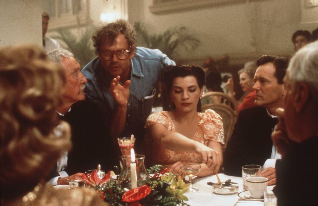 PARADISE ROAD (1997) | On set with Vincent Ball (from left), Pamela Rabe and Nicholas Hammond.