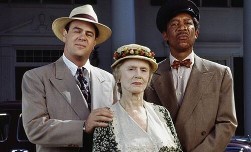 DRIVING MISS DAISY (1989) | Dan Aykroyd (from left), Jessica Tandy, Morgan Freeman. No Eddie Murphy.