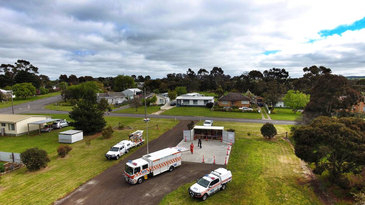 AT THE READY: The Skipton sandbagging facility manned by the SES provides some relief during major rain events and should help protect the town. 