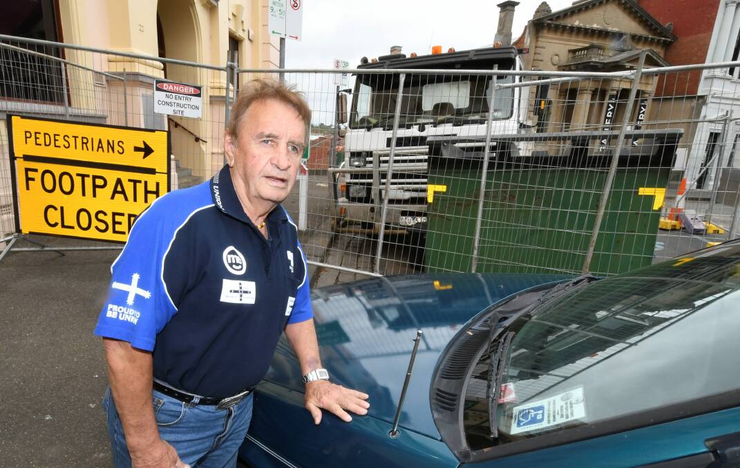 NO PARKING: Doug Stewart has been left without a designated disabled parking space in Camp Street. Picture: Lachlan Bence. 