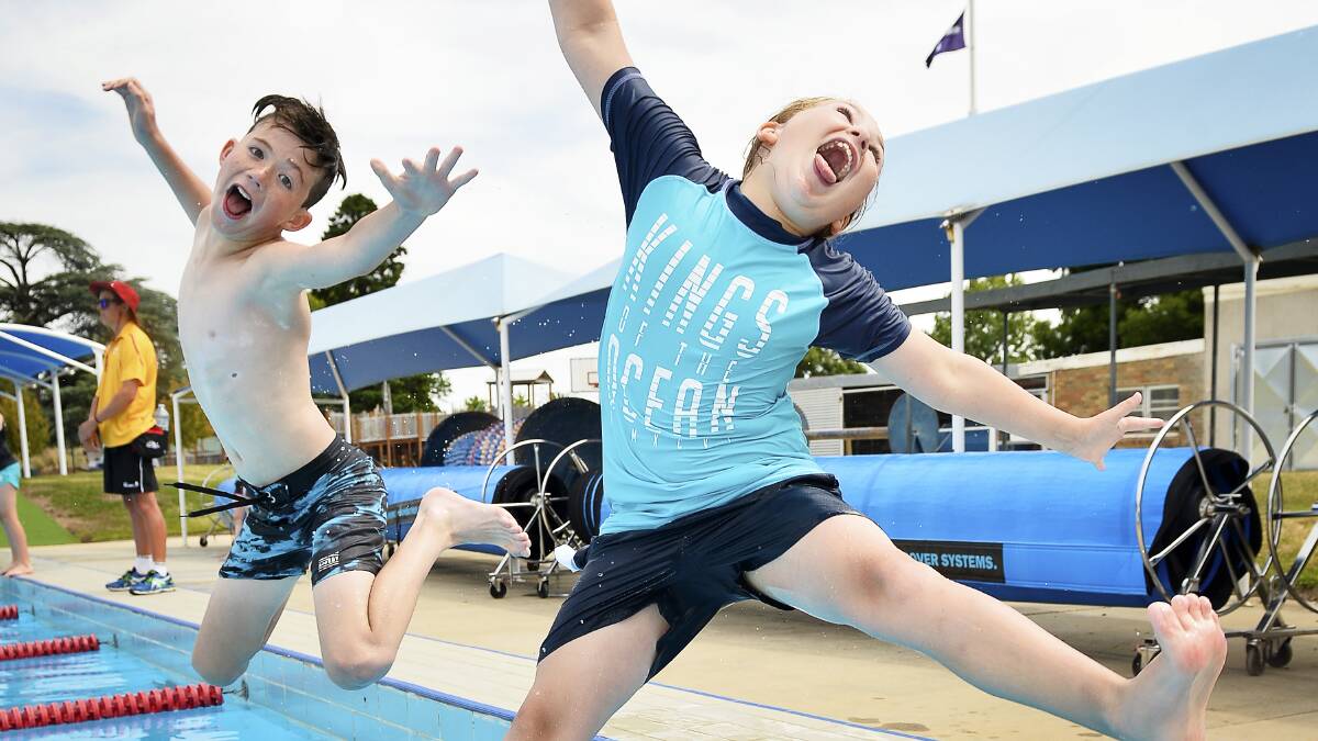 SUMMER FUN: The Eureka Pool is finally open again so patrons like Jack Keating, 10, and Gemma Gale, 9 can enjoy cooling off in the hot weather like last year. Picture: Dylan Burns.