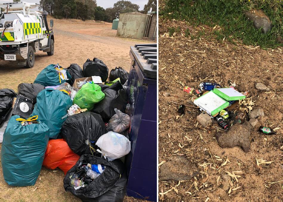 Just some of the rubbish left behind by those who partied at lake Burrumbeet for Australia Day