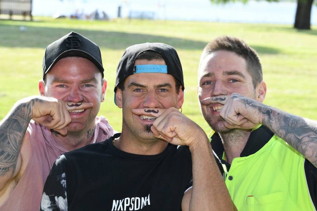 THE BRADS: Bradley Weightman, Brad Quiddington and Brad Briggs took on some crazy dares and challenges during their Movember fundraiser. Picture: Lachlan Bence. 