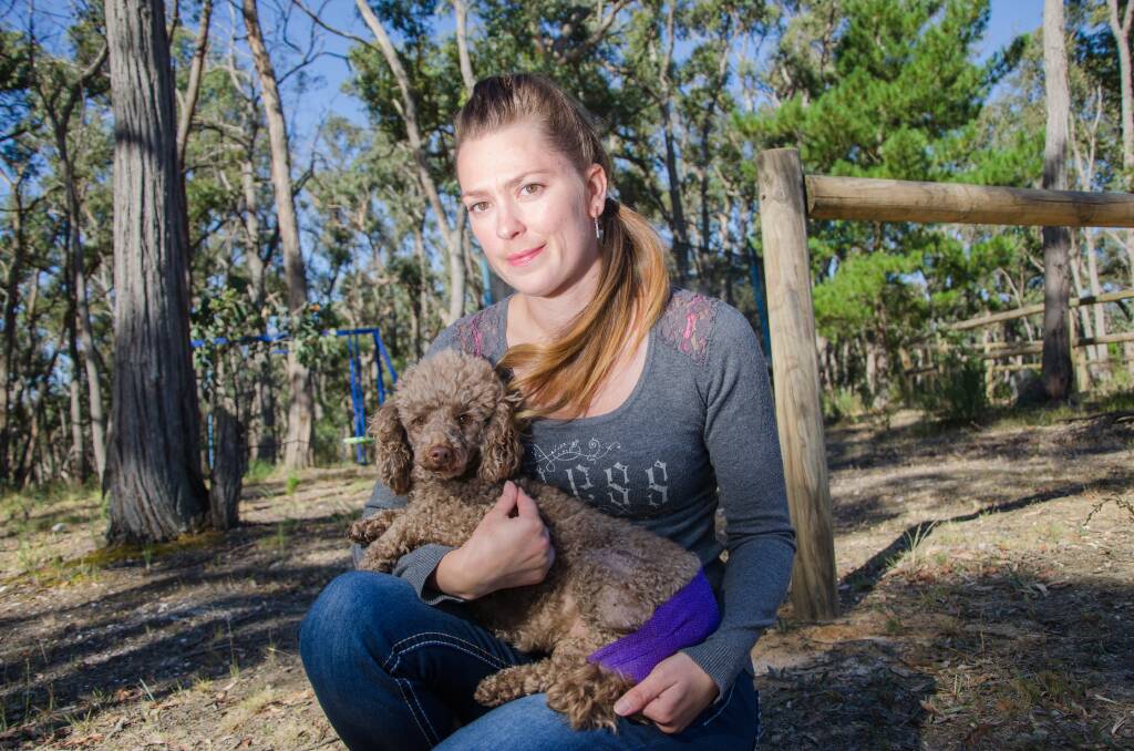 TROUBLED: Dog owner Carly Turner is upset her dog was attacked and mauled by another dog at Lake Burrumbeet on Australia Day. Picture: Victoria Stone-Meadows. 
