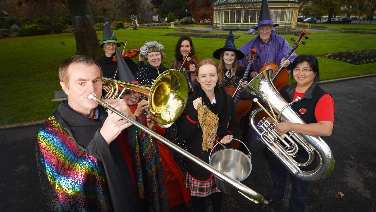 Ballarat, Victoria, Australia - June 09: (Names L-R) Jeff Moran, Millie Koenders, Jan Does, Janice Ballinger, Anna Fernandes, Rebecca Clarke, 17, Molly Hodgkinson, John Does and Zoom Beck of the Ballarat Symphony Orchestra pose for a photo at the Botanical Gardens in Ballarat, Victoria, Australia on Friday June 09, 2017 to promote their upcoming concert on Sunday June 25th. (Photo by Dylan Burns). 