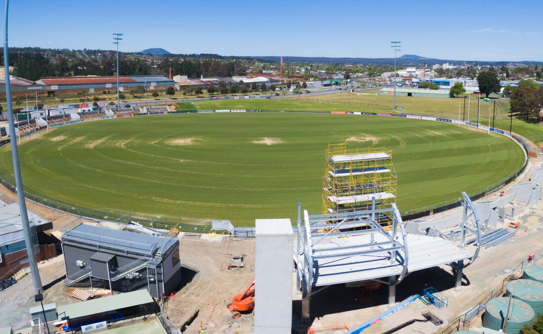UNDERWAY: Construction of an AFL standard stadium at Ballarat aims to host games from 2017 but ongoing management costs are being questioned. 