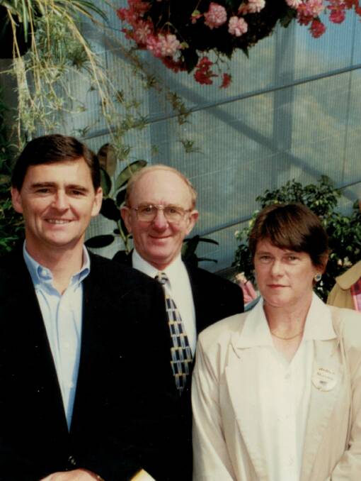 STALWART: Robyn Mason with former Premier John Brumby and former Member for Ballarat South Frank Sheehan on the campaign trail in the 1990s.