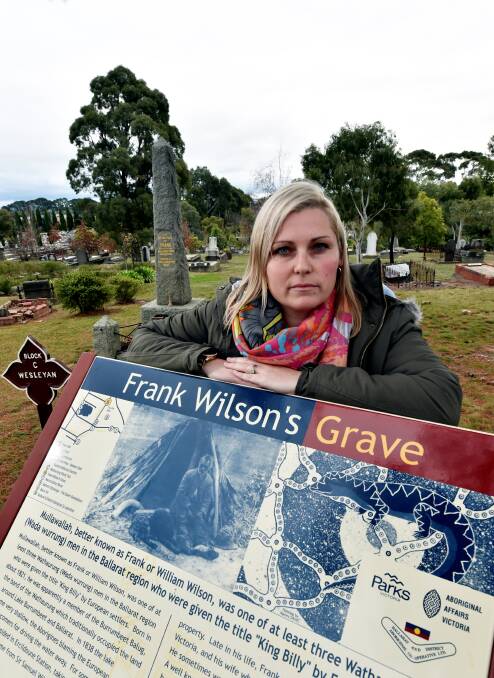 SAD: Bonnie Chew  at the grave site of Ballarat elder Mullawallah.