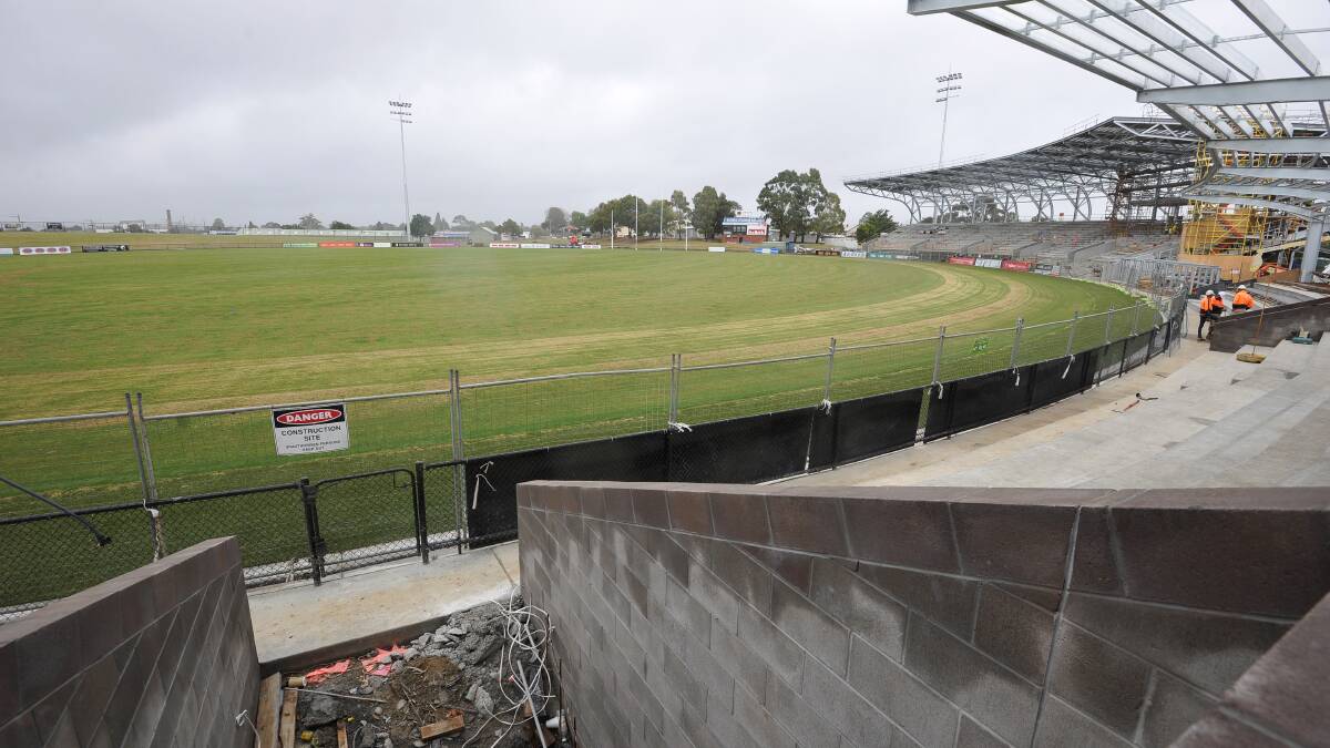 GEARING UP: Eureka Stadium is progressing in time for Ballarat's first AFL game but questions still remain on what transport arrangements will be made for the event.