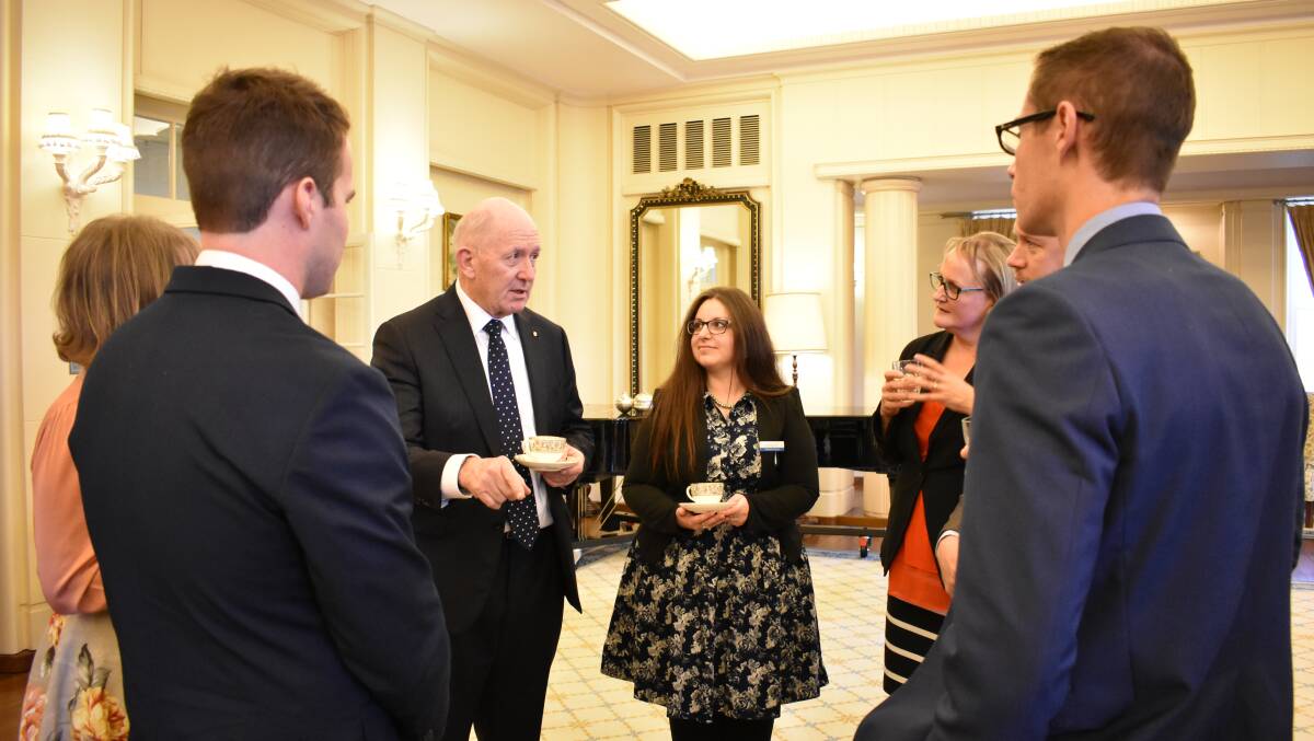 Above: Governor General, Sir Peter Cosgrove chats with Leaders Forum participants.  "Be balanced and heard. Be the smart loud majority to create change”. Governor General, Sir Peter Cosgrove. 