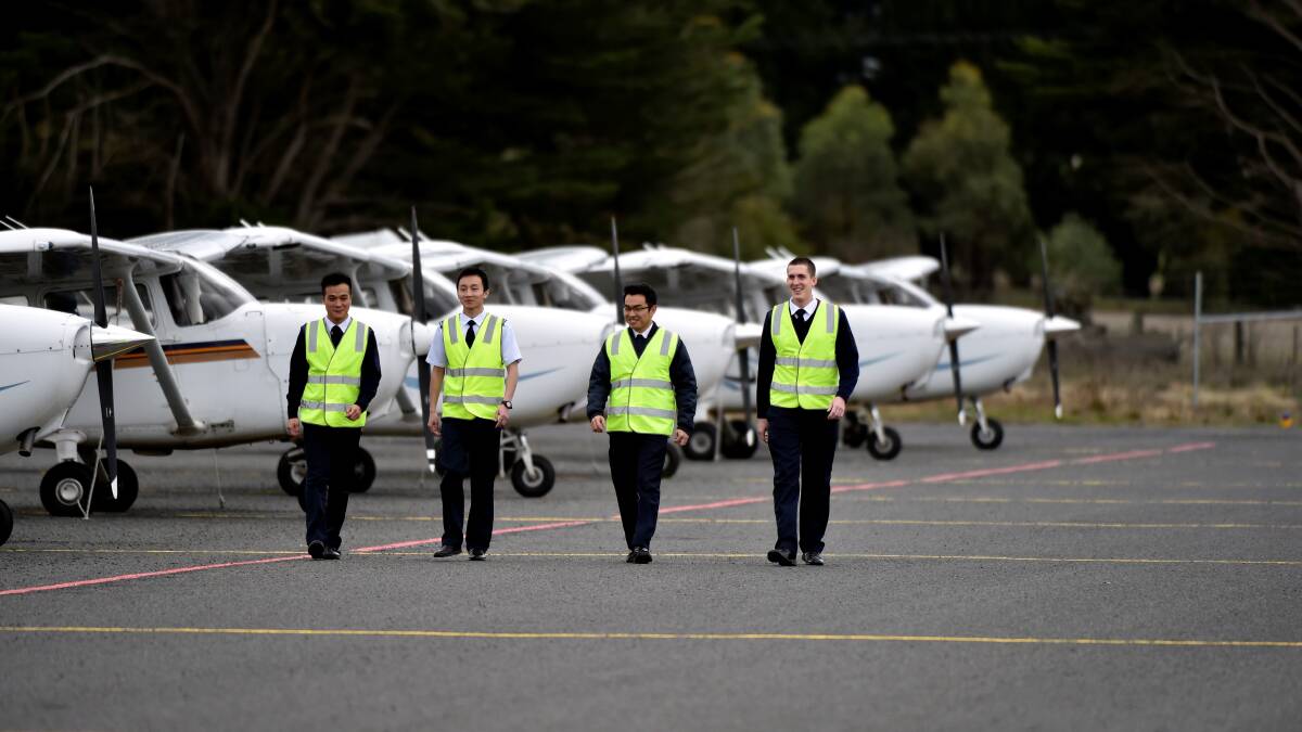  DEDICATED: Trainees Liu Ci, Wang Shuai Hao, Shukrie Iskandar and Instructor Skete Babinskas Jercher on their way to becoming airline pilots.