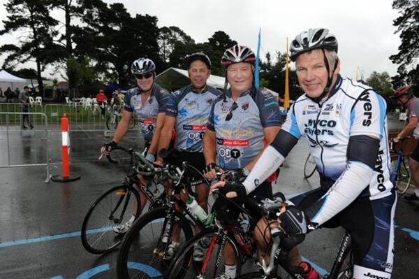 ON THE GO: Jock Lawry, Danny Quinlan, Gavin James and Danny Frawley took part in the Ballarat Come to Life Cycle Classic, held to raise funds for the Ballarat Cancer Reserch Centre.