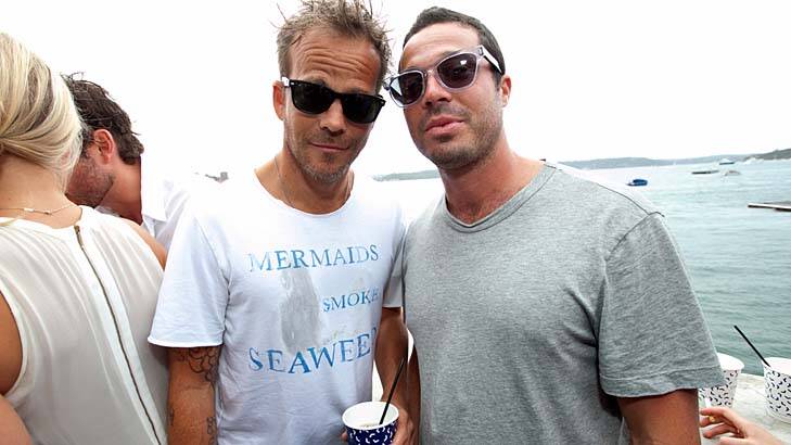 Party boys: Stephen Dorff enjoys New Year Sydney-style with Drew McCourt at the exclusive Catalina event. Photo: Ken Leanfore