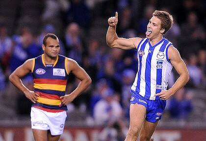 North Melbourne's Andrew Swallow collected 27 contested possessions against the Crows on Sunday.
