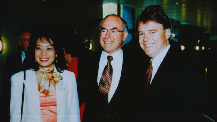 Connections: Helen Liu with John Howard and Joel Fitzgibbon. Photo: Supplied