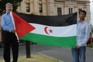 Solidarity: Ron Guy (Trades and Labour Council) with Western Sahara representative Aran Mylvaganam.