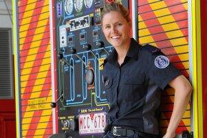 experience: Ballarat firefighter Emily Hayes took part in the It’s a Knockout television game show. Picture: Lachlan Bence