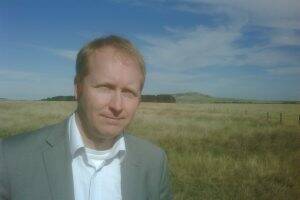 Greens MP Greg Barber at the site of the proposed wind farm yesterday.