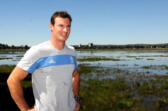 CHECKING ON PROGRESS: Olympic and world championship rowing silver medallist James Marburg at Lake Wendouree yesterday. Picture: Lachlan Bence