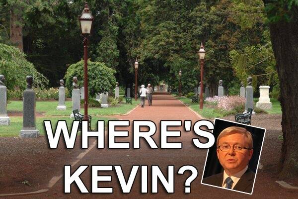 Prime Minister Kevin Rudd's bust is still a no-show on the Prime Ministers' Avenue at the Ballarat Botanical Gardens.