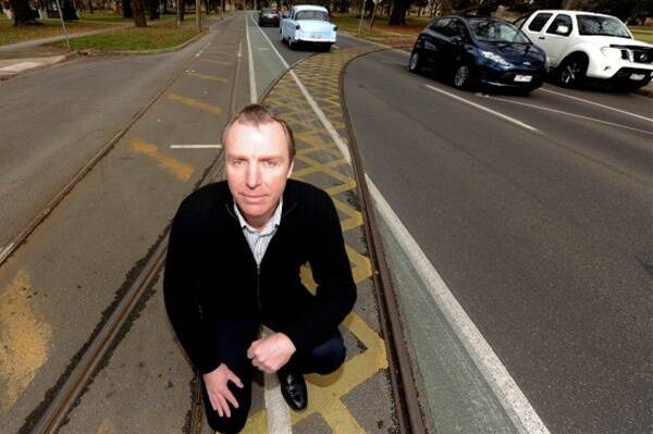 CONCERNS: Cyclist Stephen Stewart was badly injured while crossing the tram tracks on Wendouree Parade last month. Picture: Lachlan Bence