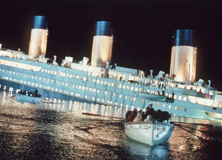 Retelling will go on ... RMS Titanic begins its disastrous descent in James Cameron's epic.