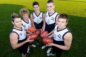 READY FOR BATTLE: North Ballarat Rebels in the Vic Country team, from left,  Andrew Hooper, Ryan McKenzie, Will Young, Jordan Roughead and captain Nick Suban.