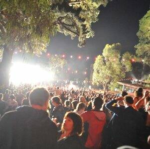 Revellers listen to bands at the Meredith Music Festival.