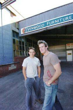 DOORS CLOSED:  Former Venwood employees Jarrad Answer, left, and Craig Jones stand outside their former workplace in Doveton St Nth.