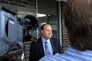 Briefing: Ballarat Sexual Offences and Child Abuse Investigation Team Detective Senior Sergeant Tim Argall speaks to media yesterday. Picture: Jeremy Bannister