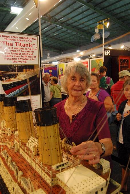 LOVE OF ANTIQUES: Lori Victorsen checks out the 3m scale model of the Titanic at Ballarat's 40th antiques fair at the Ballarat Badminton Centre on Saturday. Picture: Kyle Barnes
