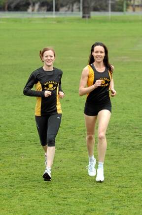 COMPETITIVE SPIRIT: Racing mums Rachel Gibney, left, and Kelly Ruddick.